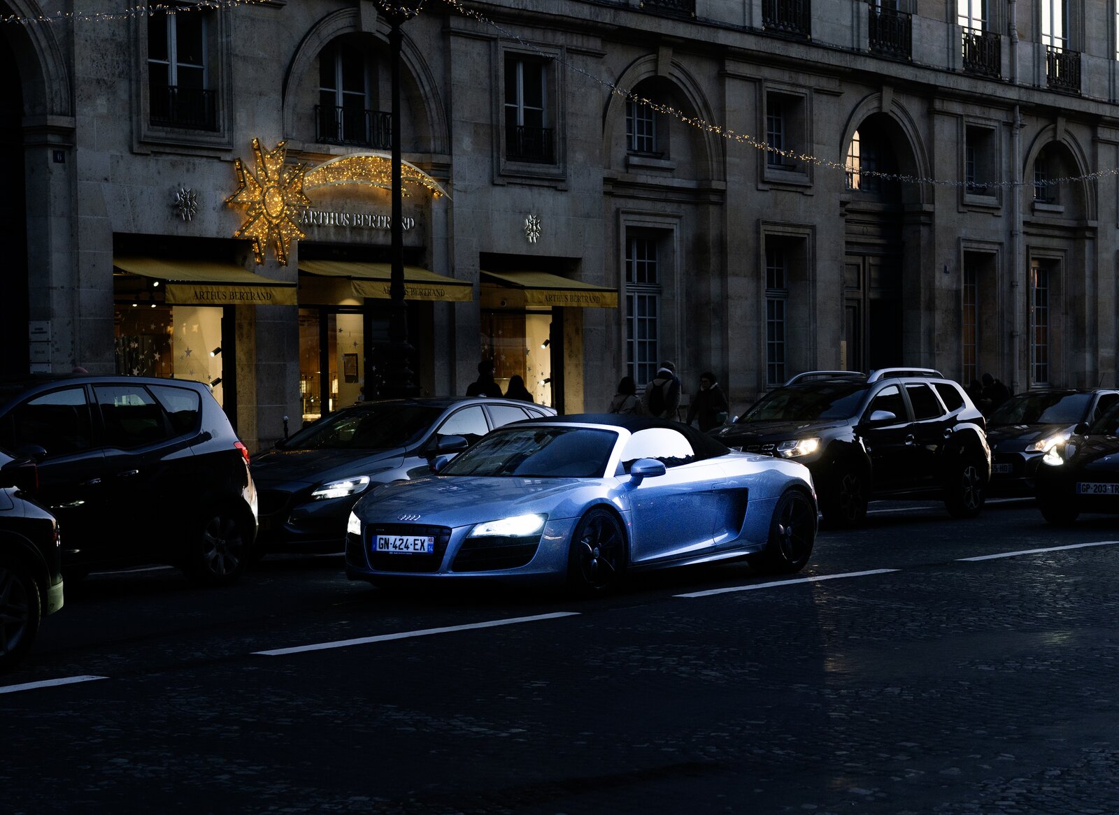 Audi R8 parked at night, Paris