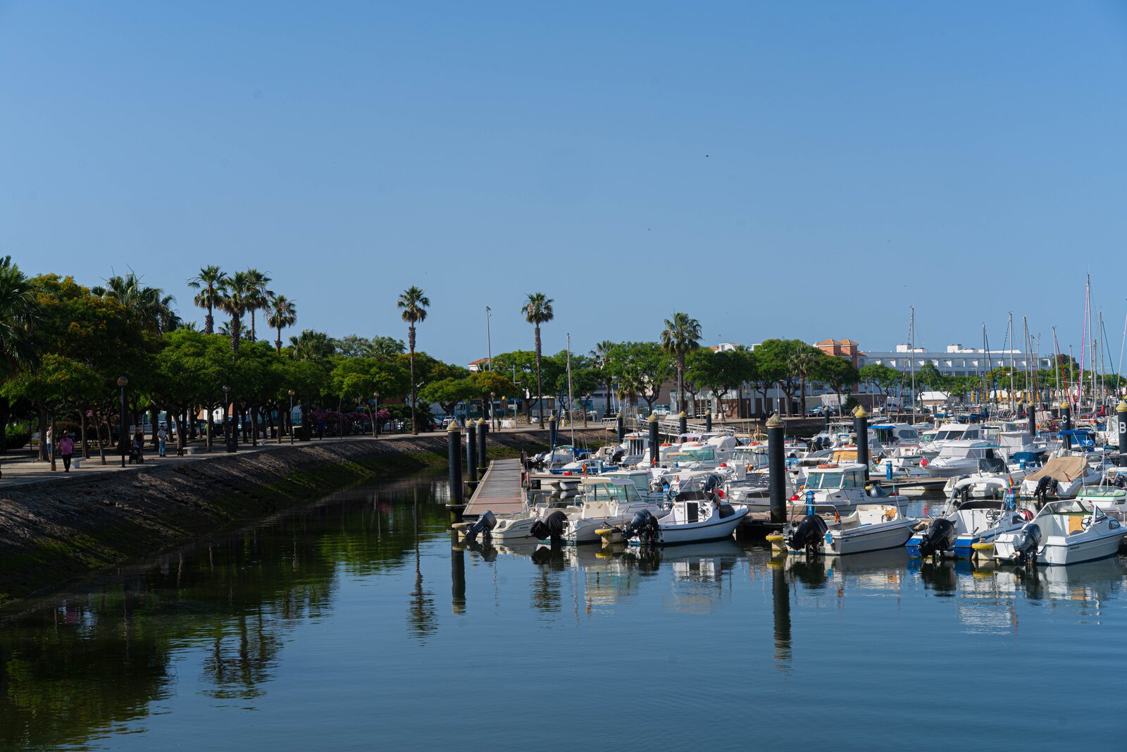 Marina at Isla Canela, boats and reflections