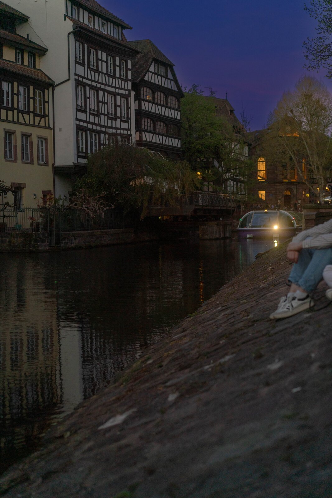 Half-timbered houses reflected in the canal